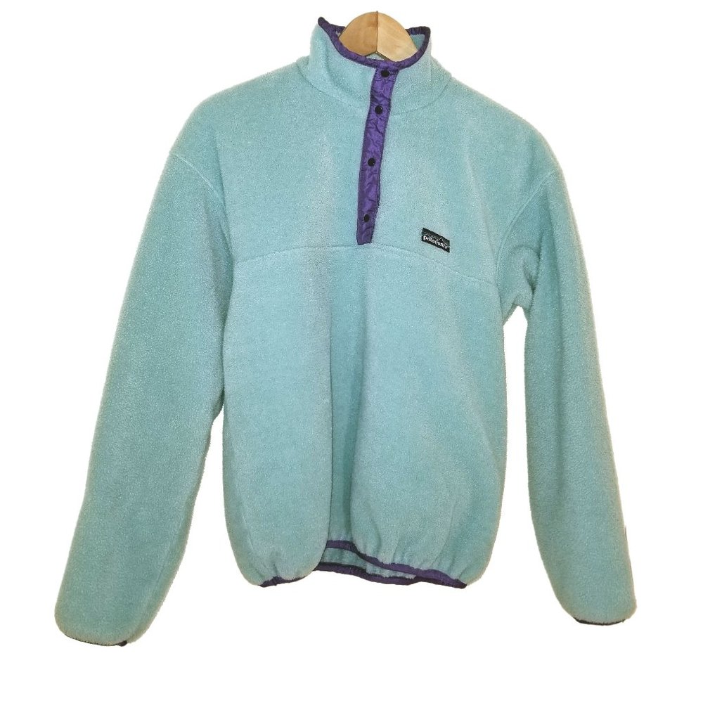 Vintage Patagonia Fleece Pullover Purple & Turquoise Women's Size 9/10